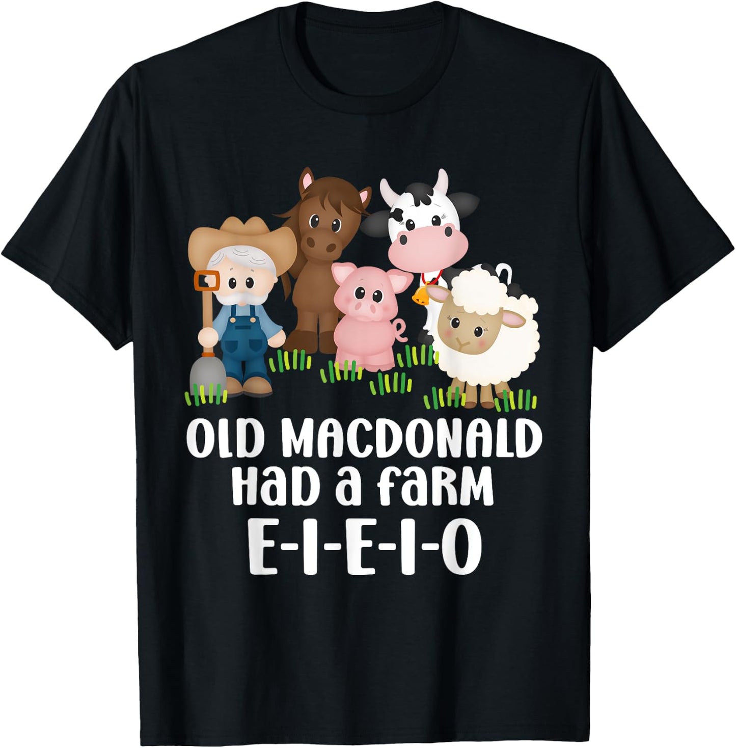 Old MacDonald Had a Farm E-I-E-I-O Nursery Song Toddler Kids T-Shirt - T-Shirt | Black