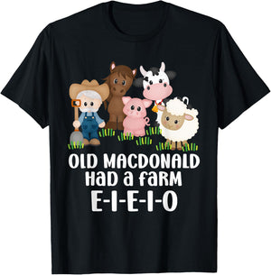 Old MacDonald Had a Farm E-I-E-I-O Nursery Song Toddler Kids T-Shirt - T-Shirt | Black