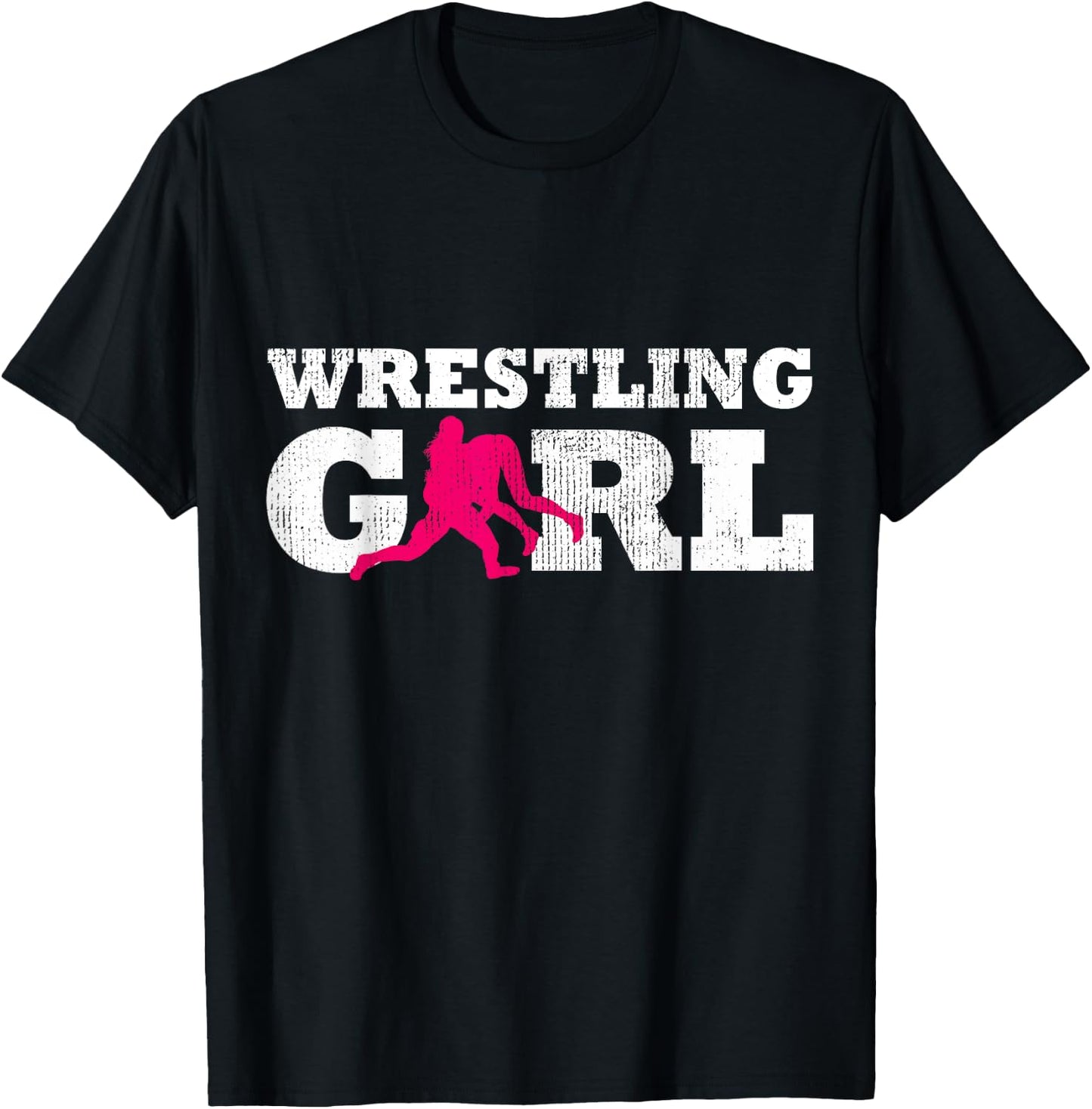 Wrestling Girl Player Silhouette Sport Gift T-Shirt - T-Shirt | Black