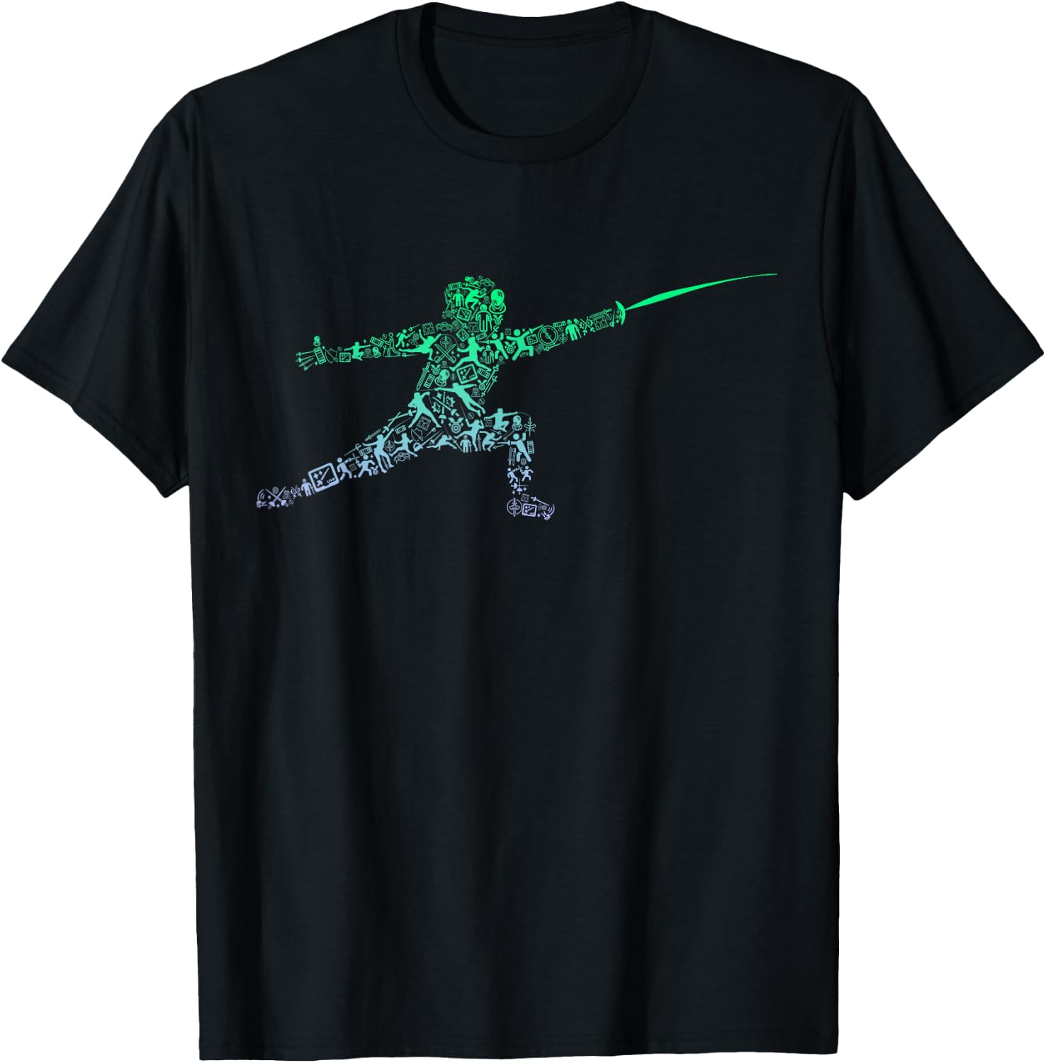 Fencing Stance for Fencer Swordfighting Boys Fencing T-Shirt - T-Shirt | Black