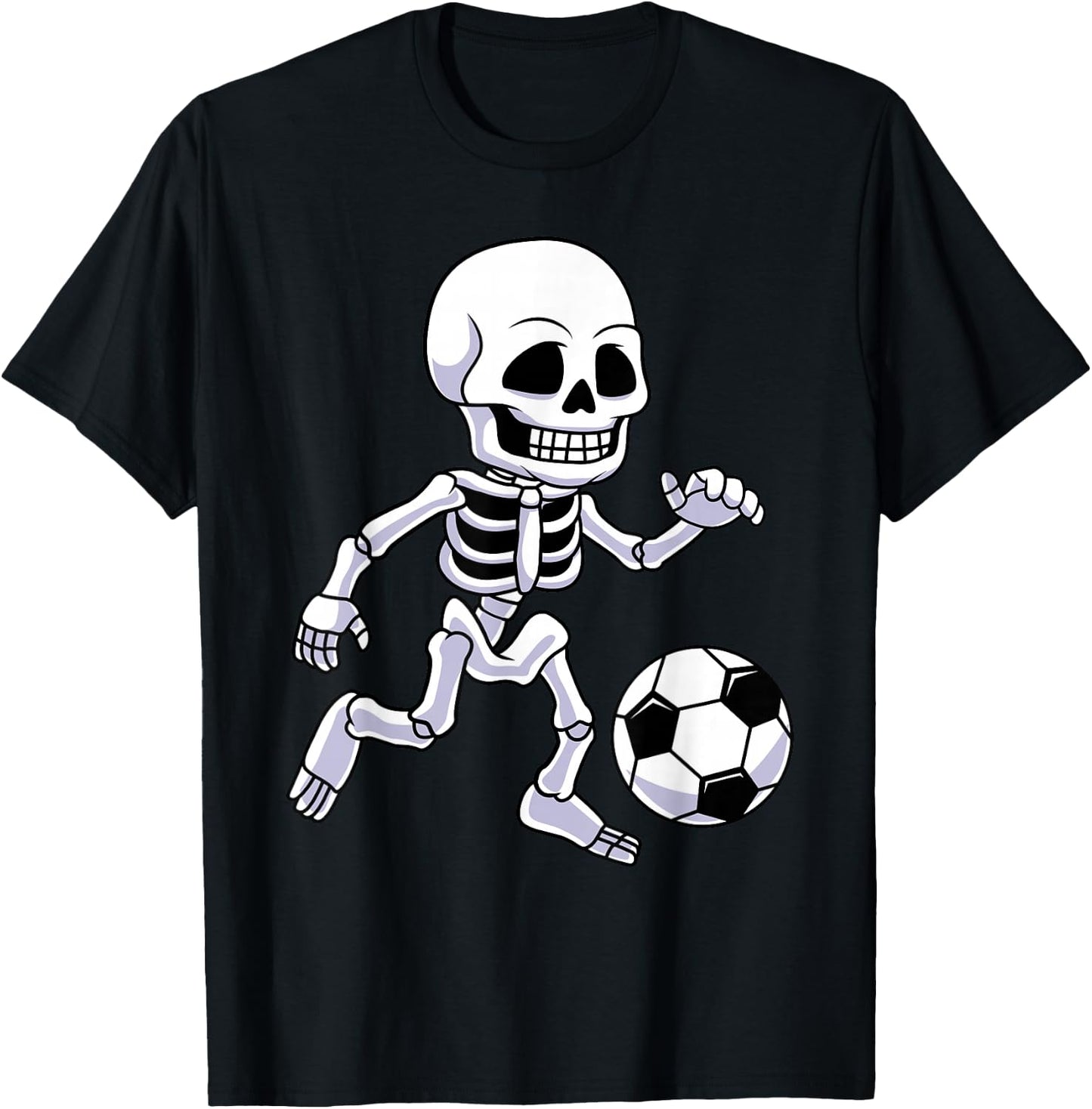 Spooky Skeleton Soccer Player For Boys Kids T-Shirt - T-Shirt | Black