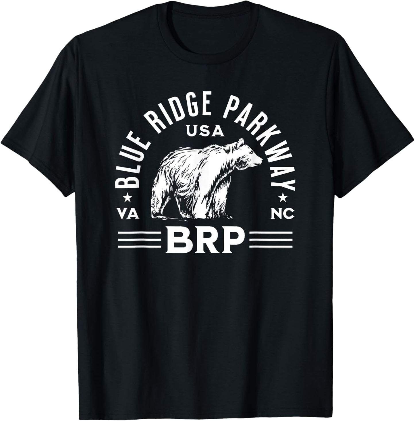 Blue Ridge Parkway NC VA USA Bear Design T-Shirt - T-Shirt | Black