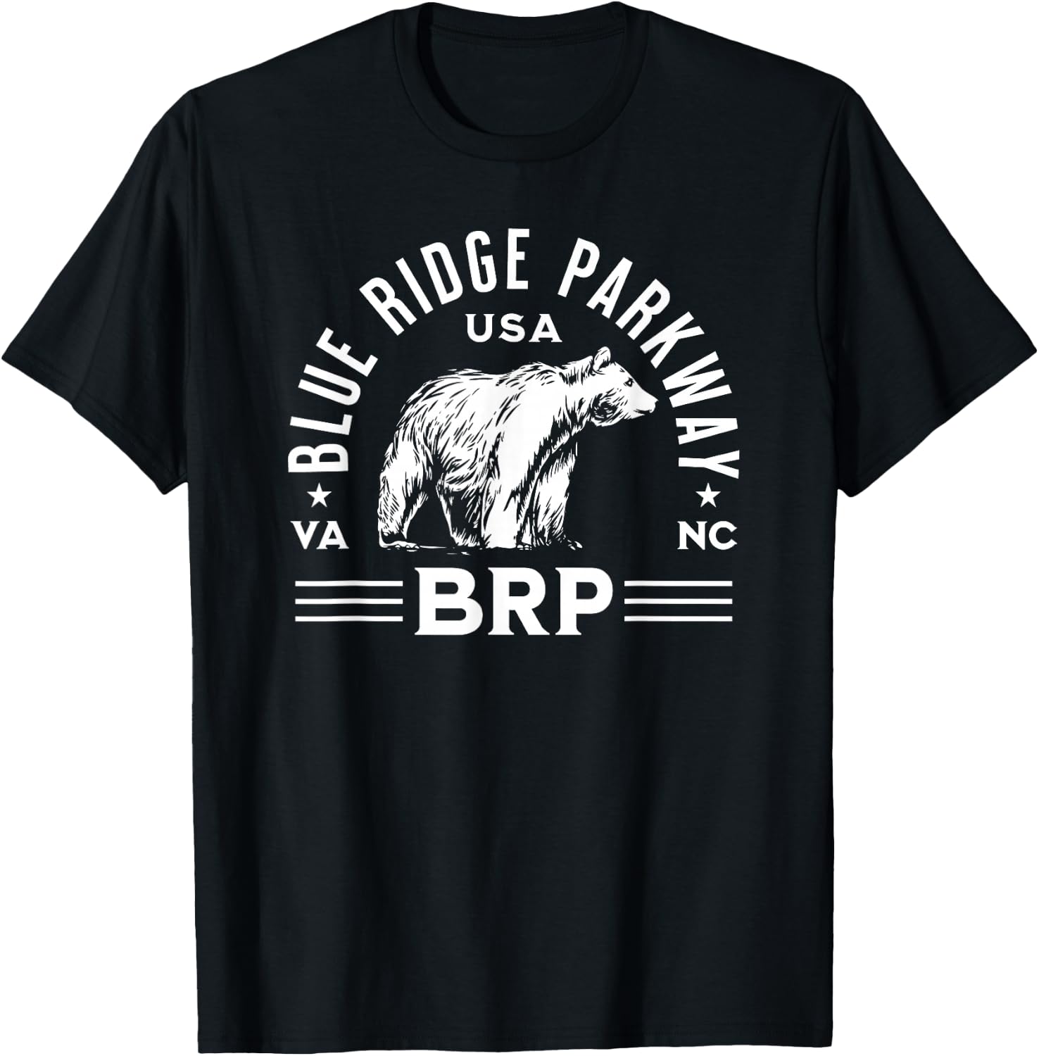 Blue Ridge Parkway NC VA USA Bear Design T-Shirt - T-Shirt | Black