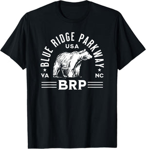 Blue Ridge Parkway NC VA USA Bear Design T-Shirt - T-Shirt | Black