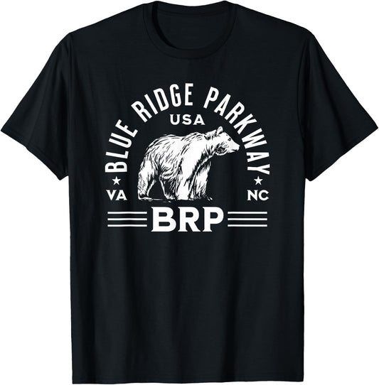 Blue Ridge Parkway NC VA USA Bear Design T-Shirt - T-Shirt | Black