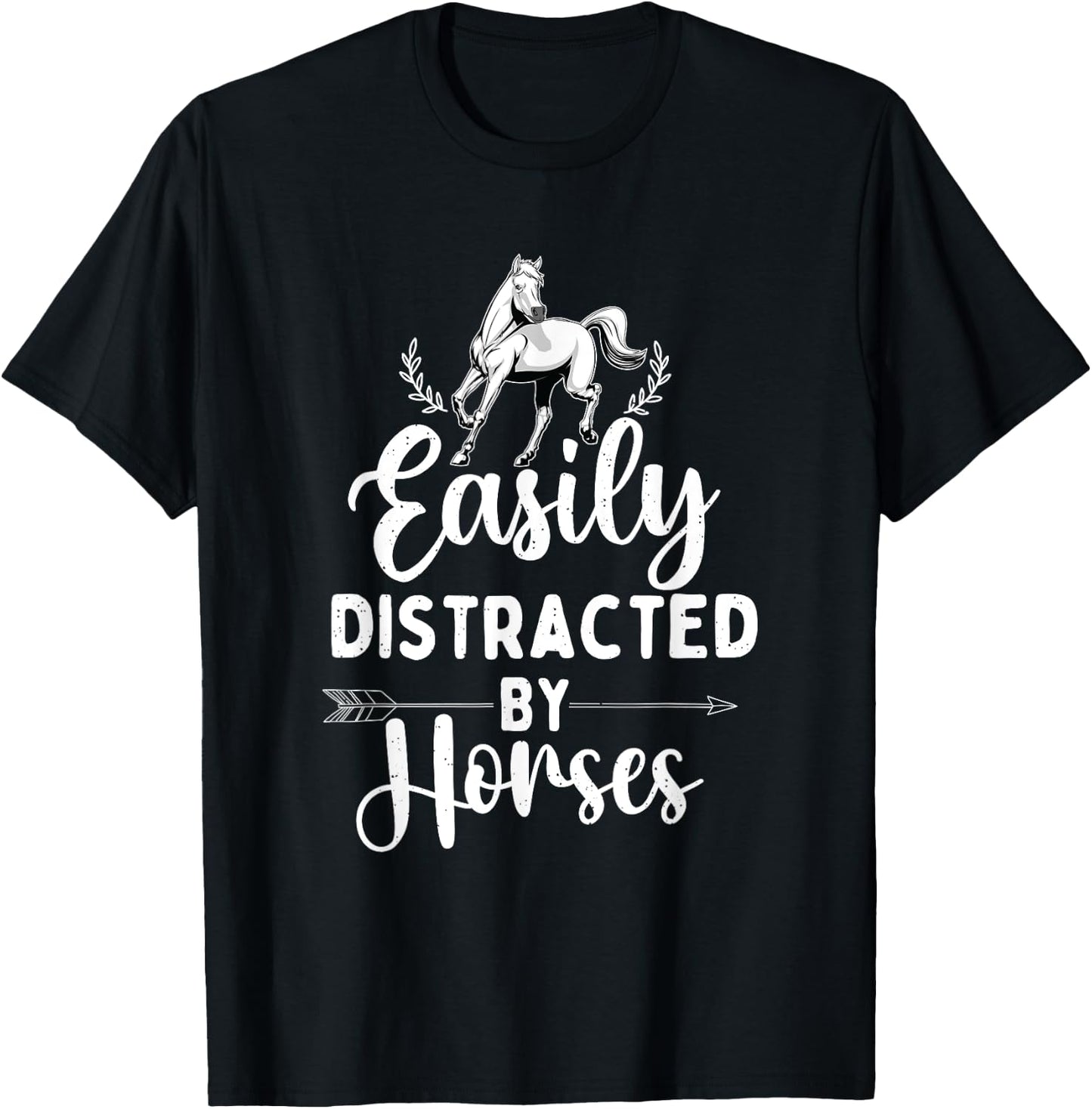 Easily Distracted By Horses - Horse Lover Horseback Riding T-Shirt - T-Shirt | Black