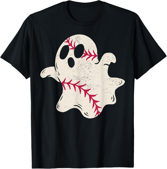 Spooky Baseball Ghost T-Shirt - T-Shirt | Black