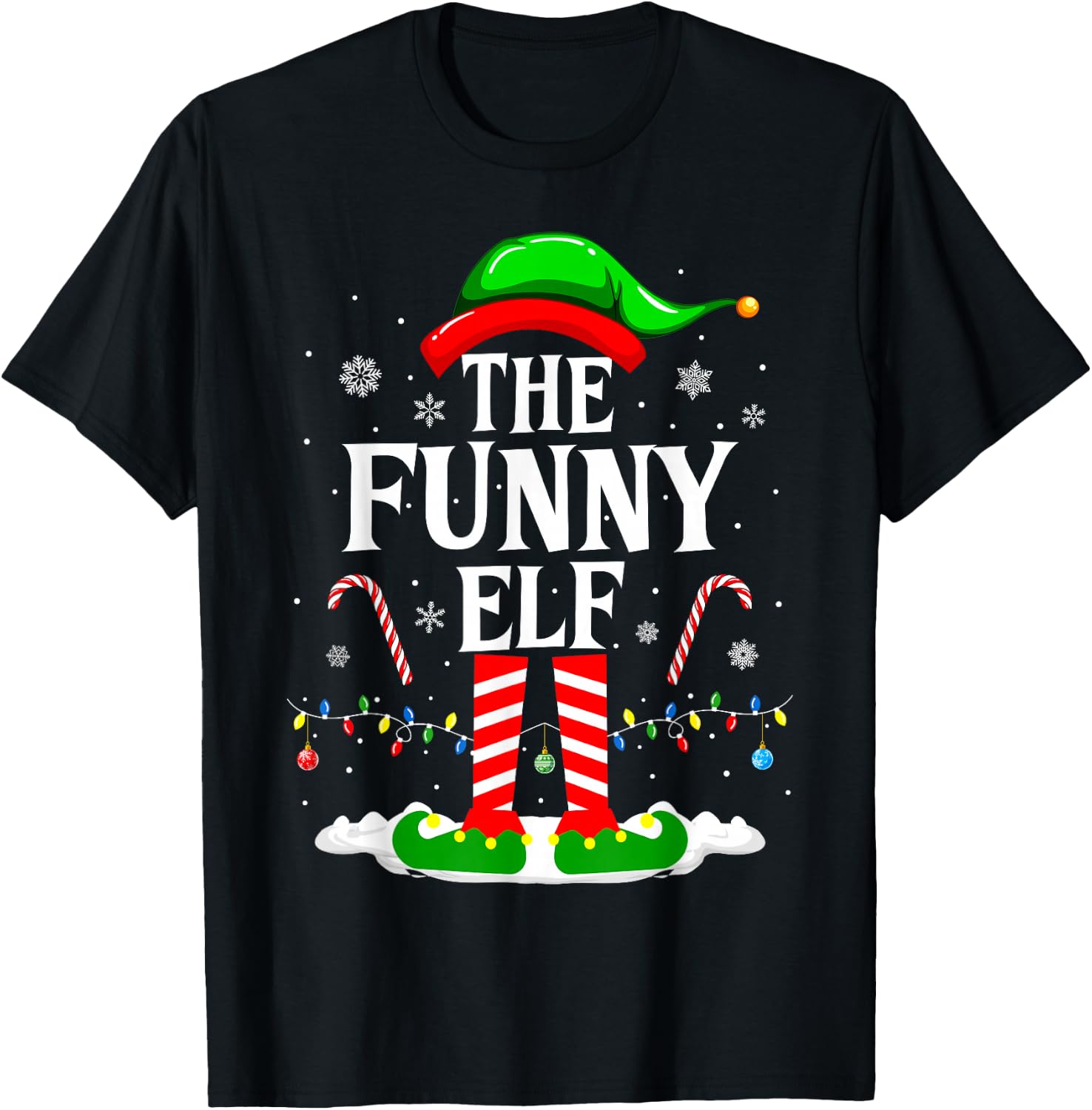 The Funny Elf Xmas Funny Matching Family Group Christmas T-Shirt - T-Shirt | Black