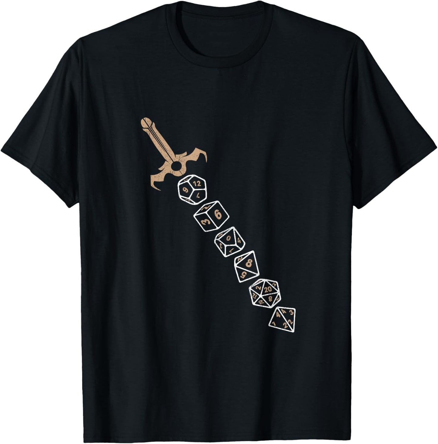Polyhedral Dice Sword Role Playing Game Board Game Gamer T-Shirt - T-Shirt | Black