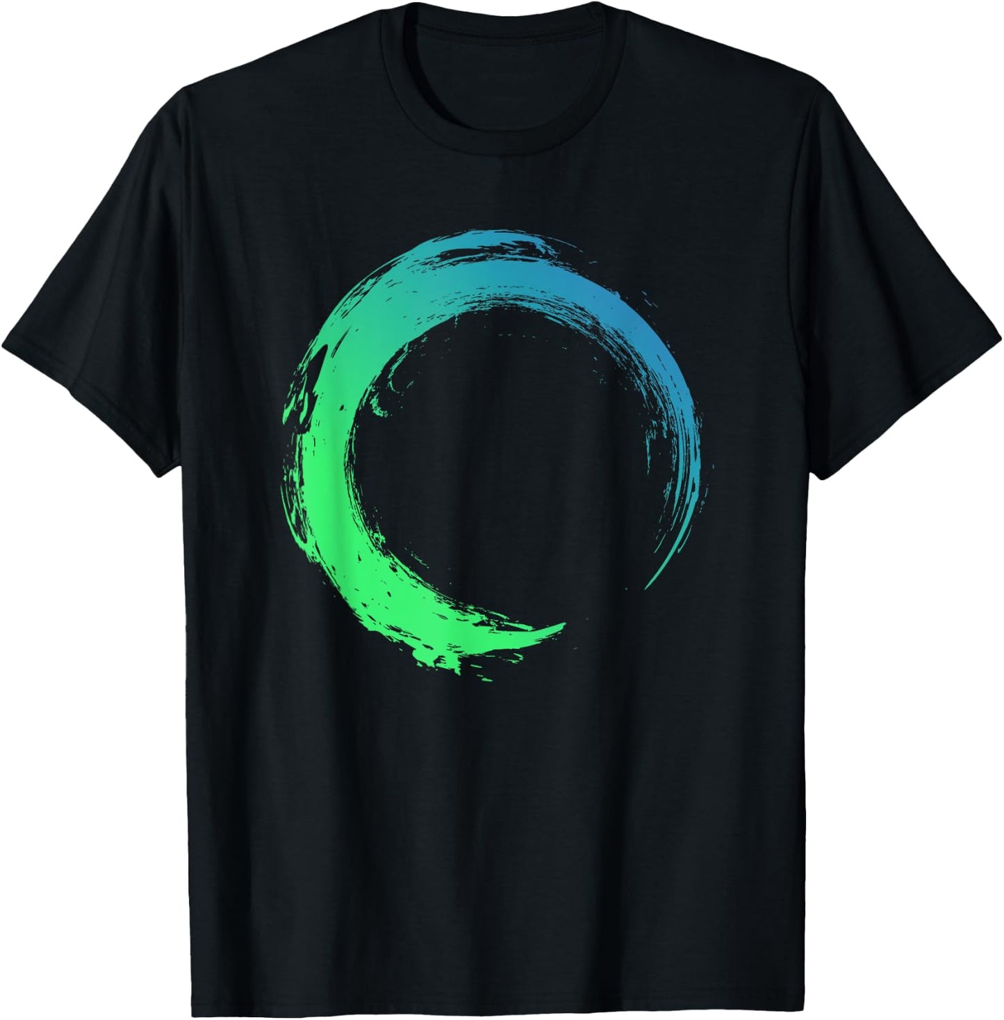 Colorful Ocean Water Enso Circle Brush Stroke T-Shirt - T-Shirt | Black