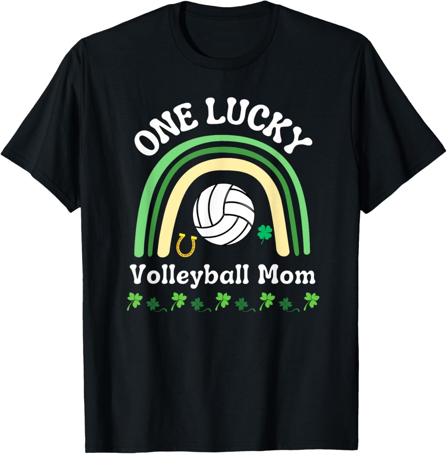 Volleyball Mom St Patrick's Day Irish Shamrock T-Shirt - T-Shirt | Black