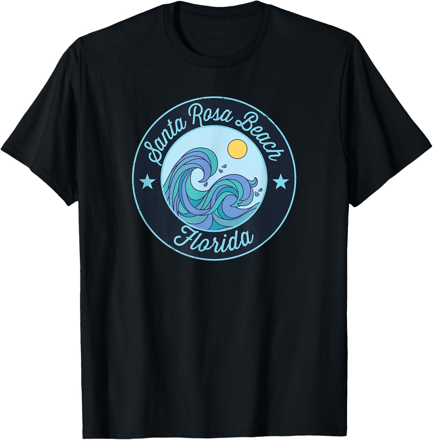 Santa Rosa Beach FL Florida Souvenir Nautical Surfer Graphic Men Women Kids T-Shirt - T-Shirt | Black