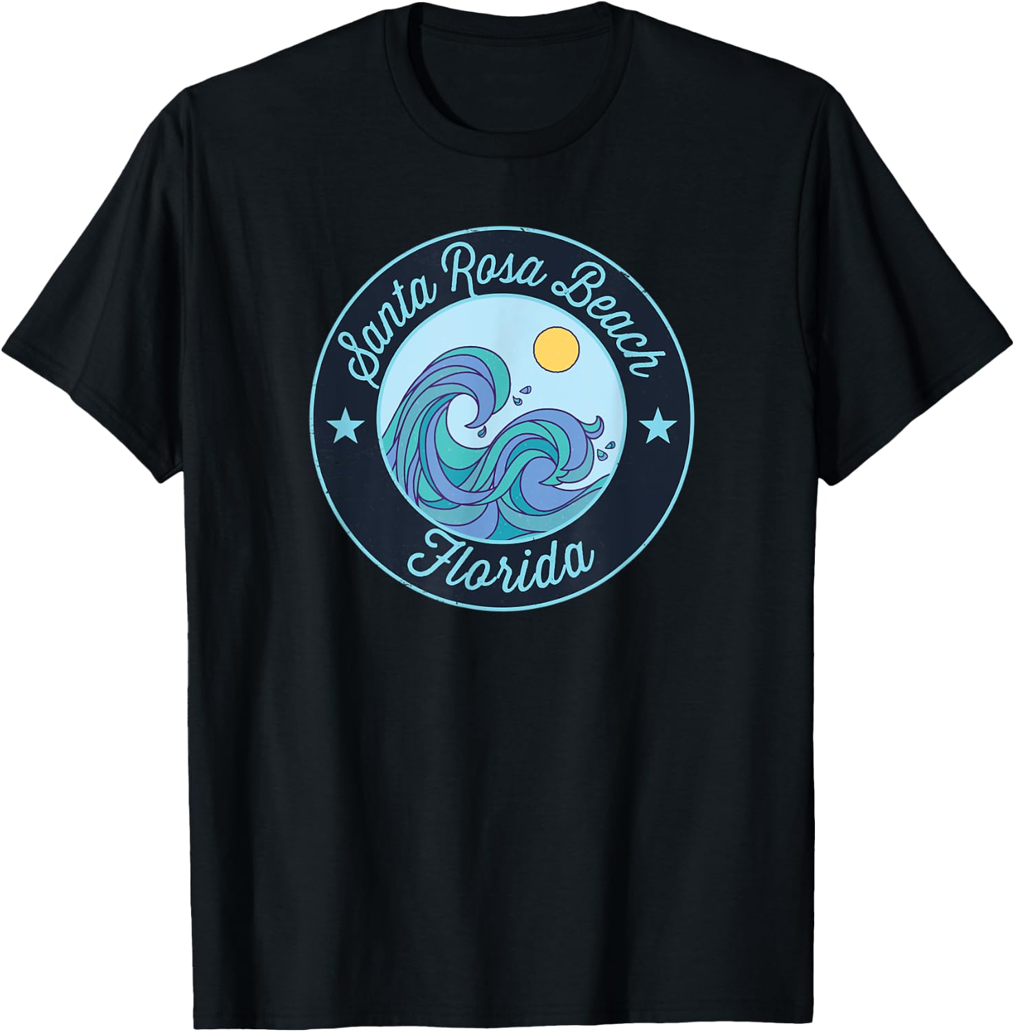 Santa Rosa Beach FL Florida Souvenir Nautical Surfer Graphic Men Women Kids T-Shirt - T-Shirt | Black