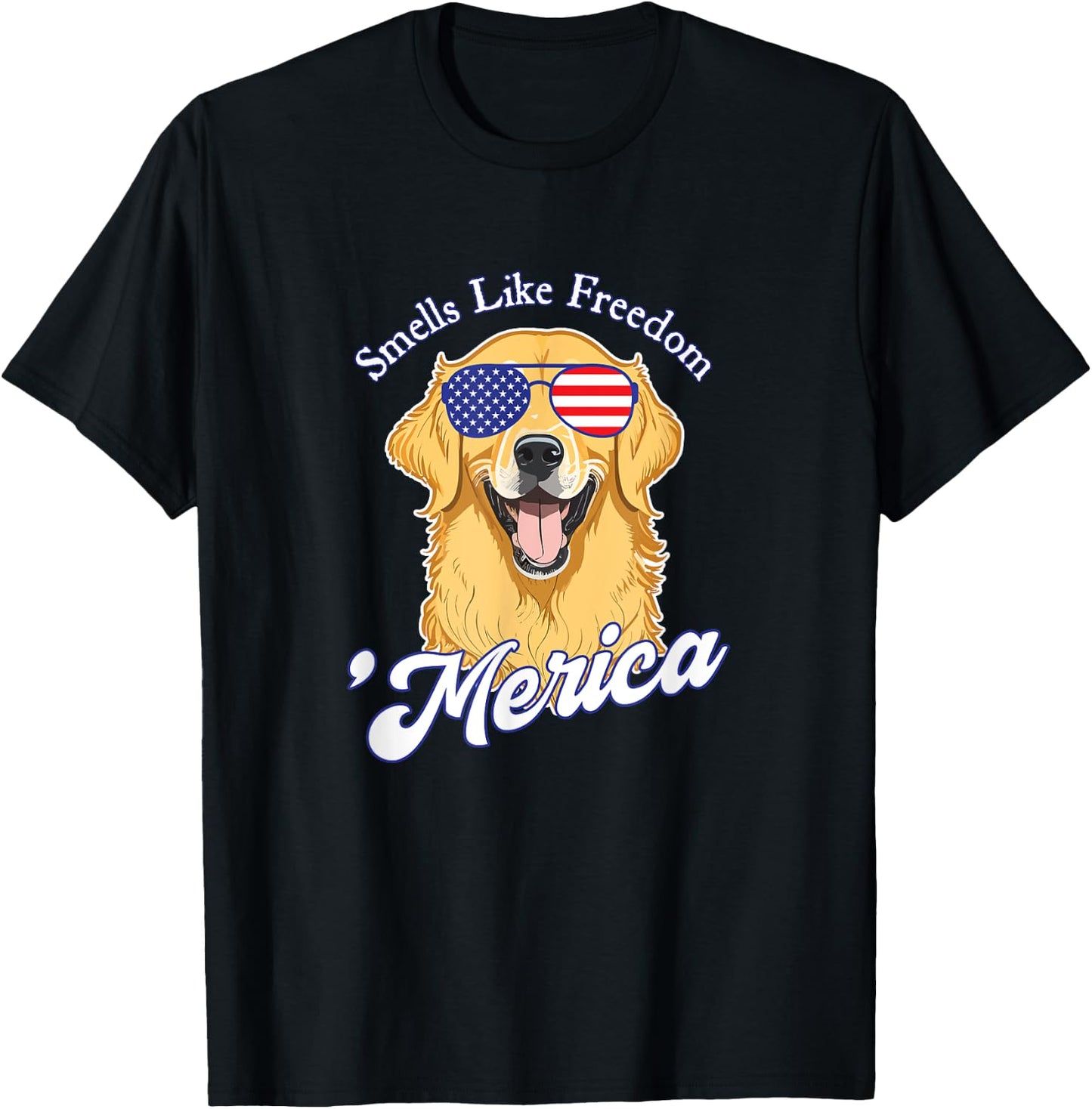 Golden Retriever American Flag Patriotic 4th of July Vintage Men T-Shirt - T-Shirt | Black