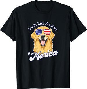 Golden Retriever American Flag Patriotic 4th of July Vintage Men T-Shirt - T-Shirt | Black