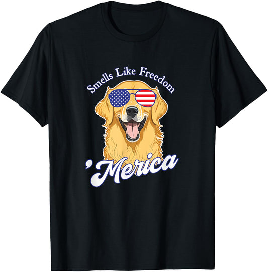 Golden Retriever American Flag Patriotic 4th of July Vintage Men T-Shirt - T-Shirt | Black