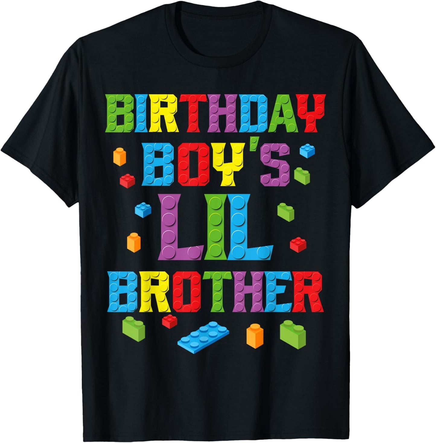 Master Builder Birthday Boy's Lil Brother Building Bricks T-Shirt - T-Shirt | Black