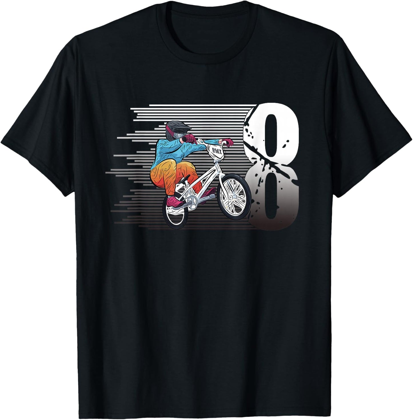 8 Year Old BMX 8th Birthday Gift, Party BMX Boys Dirt Biking T-Shirt - T-Shirt | Black