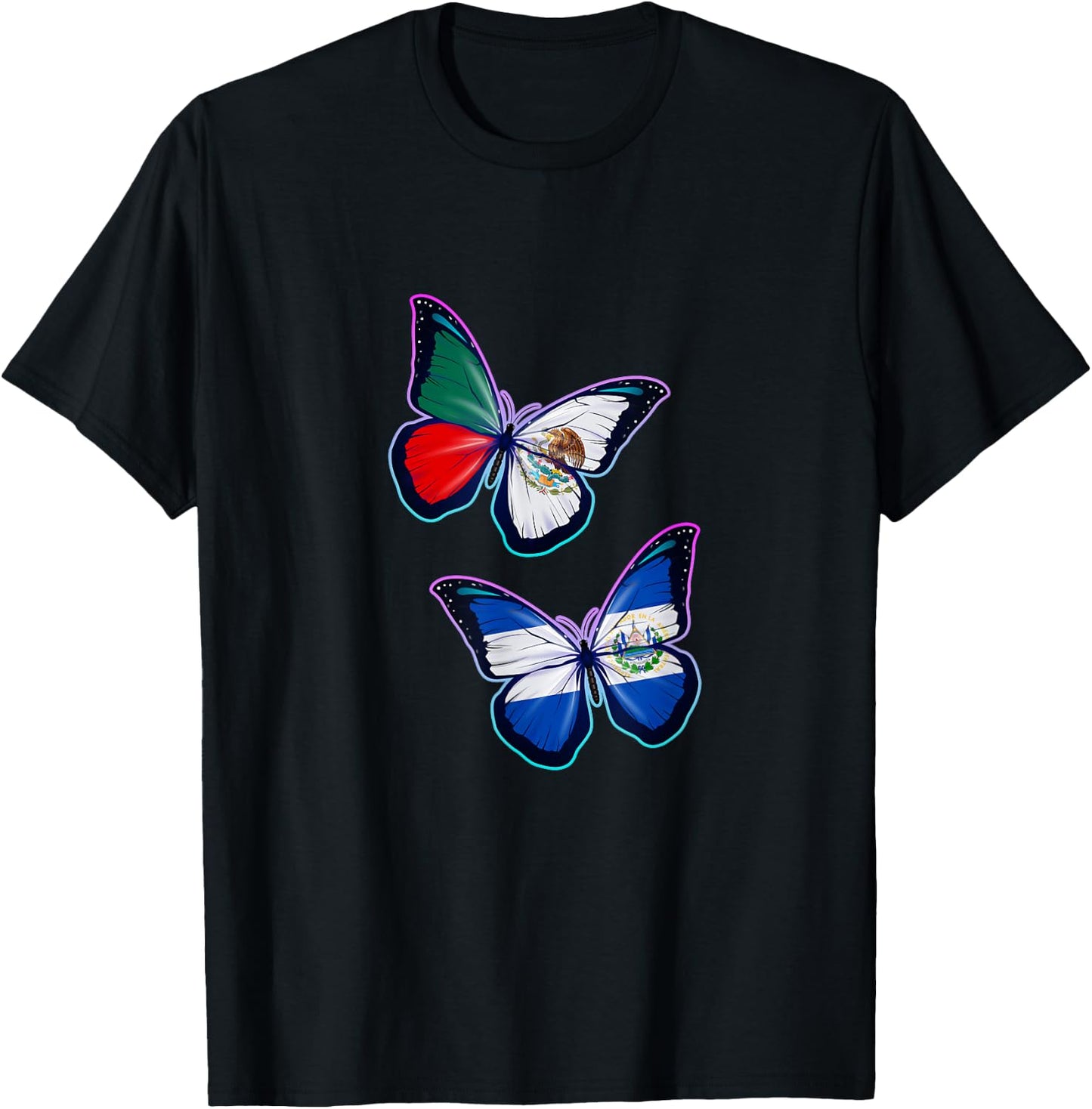 El Salvador and Mexico bicultural roots. Butterfly version T-Shirt - T-Shirt | Black