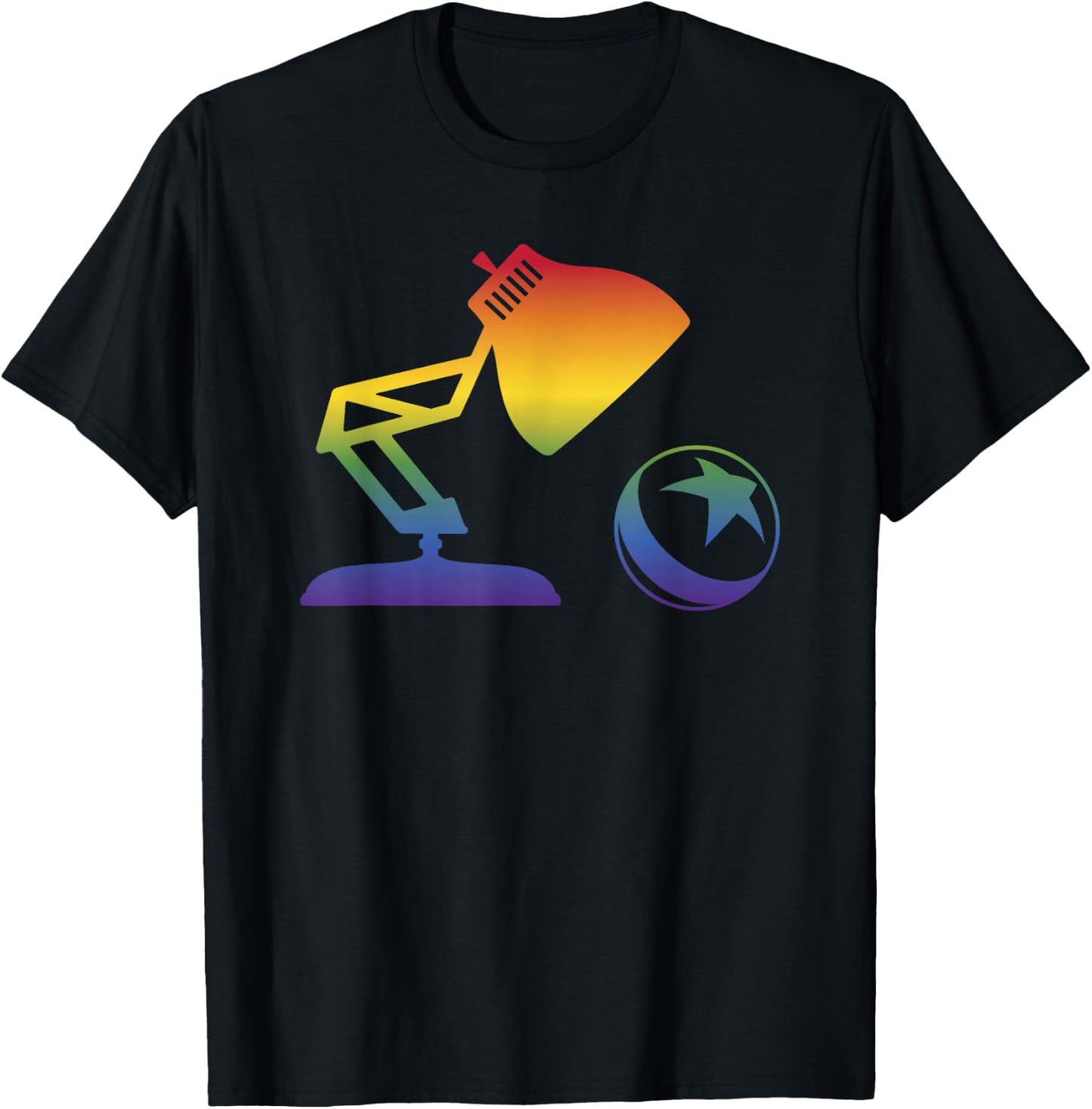 Disney Pixar Rainbow Spectrum Big Pixar Lamp Logo T-Shirt - T-Shirt | Black