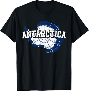 Antarctica Map and Flag Souvenir Antarctic T-Shirt - T-Shirt | Black