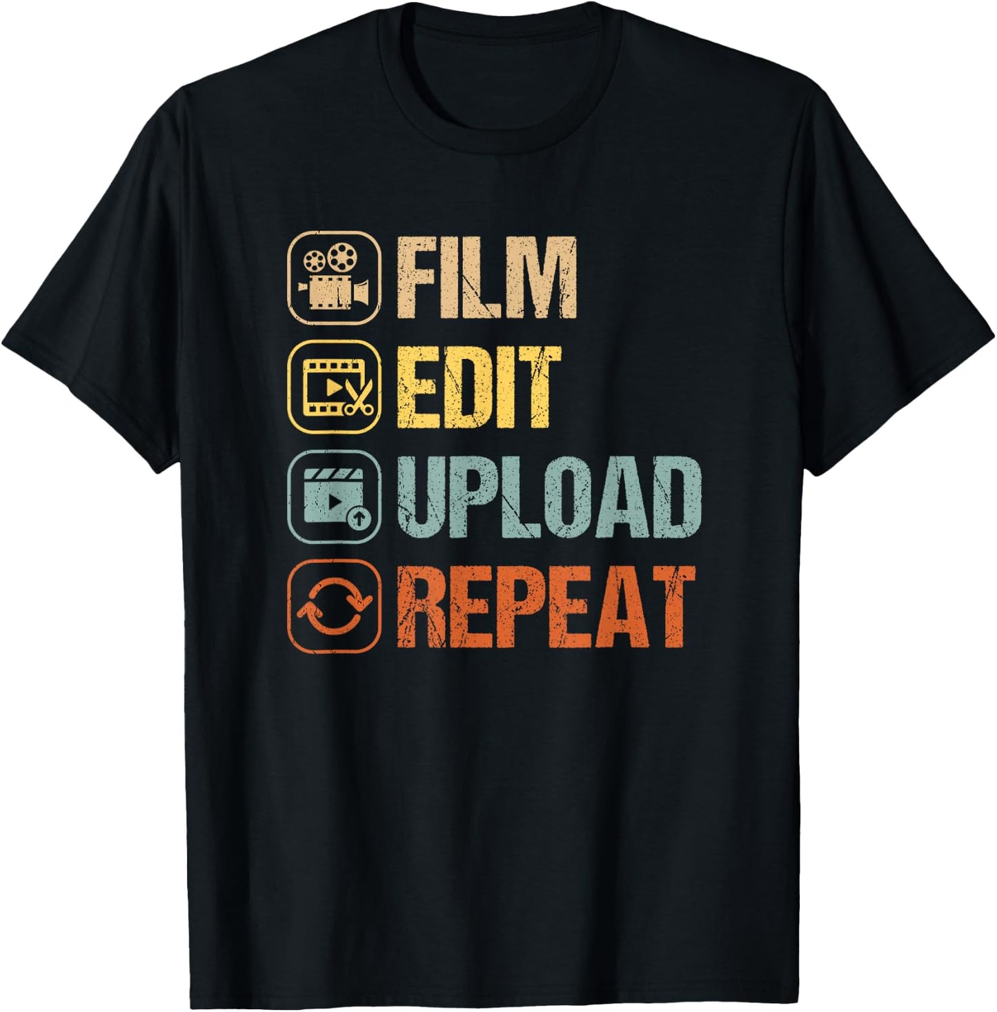 Film Edit Repeat Cinematographers Movie Maker Filmmaker T-Shirt - T-Shirt | Black