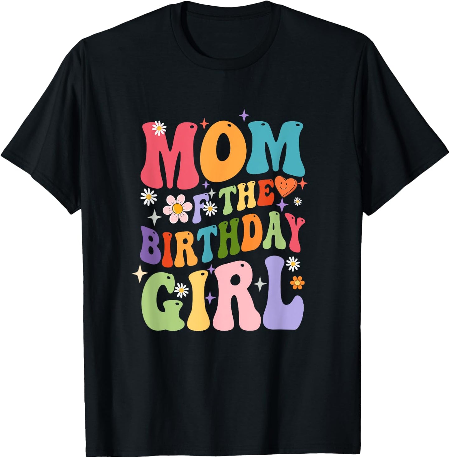 Mom Of The Birthday Girl Groovy Party 1St Birthday Girl T-Shirt - T-Shirt | Black