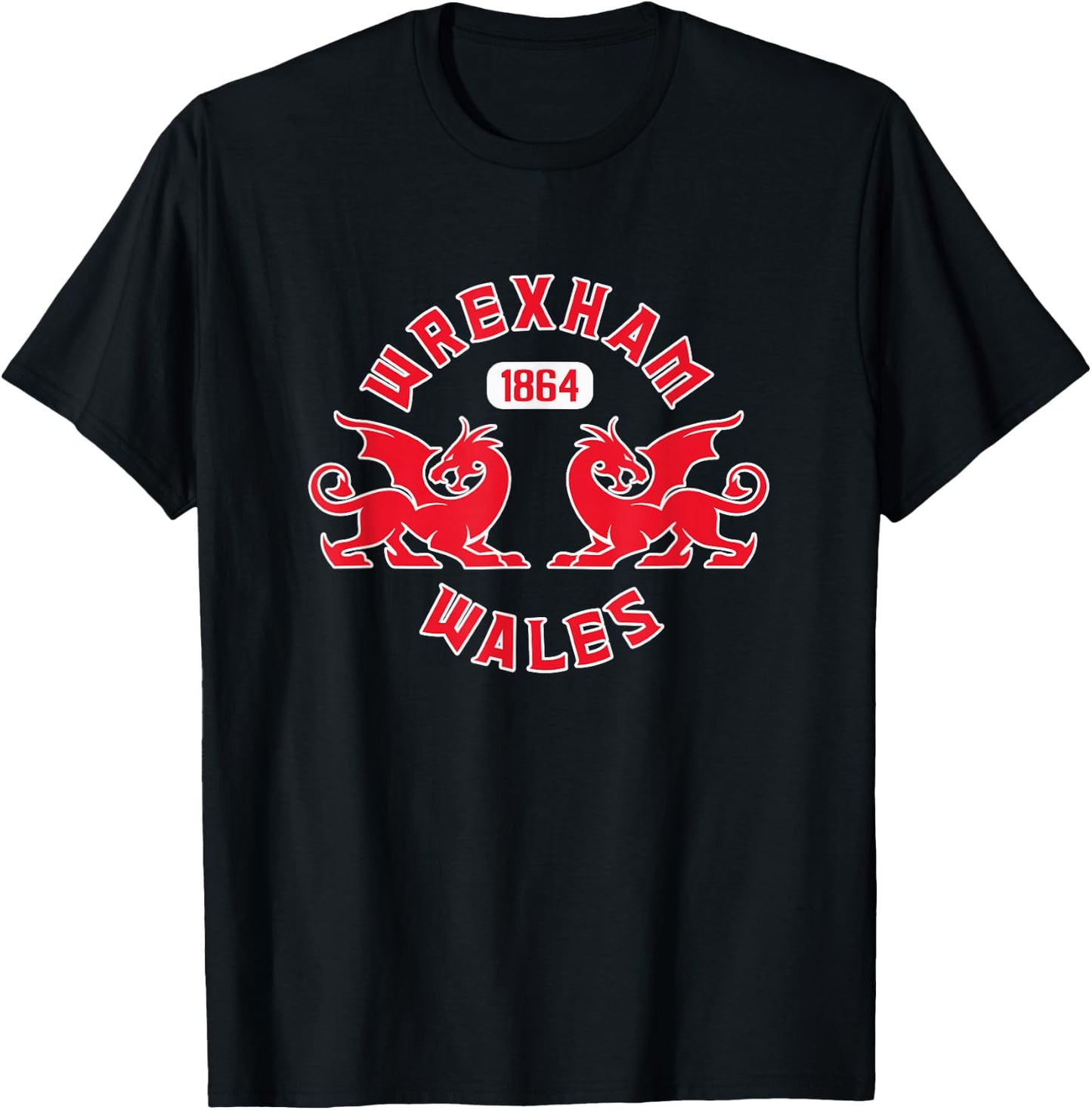 Wrexham Wales 1864 Twin Dragons T-Shirt - T-Shirt | Black