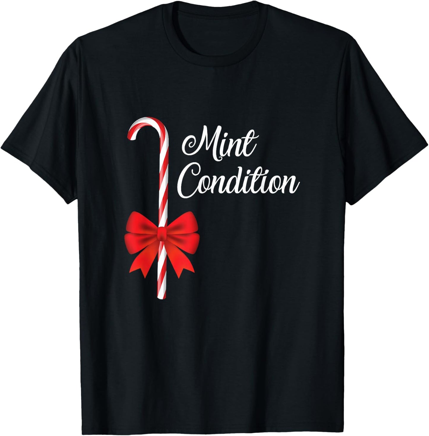 Funny Cute Christmas Teacher Mint Condition Candy Cane Party T-Shirt - T-Shirt | Black