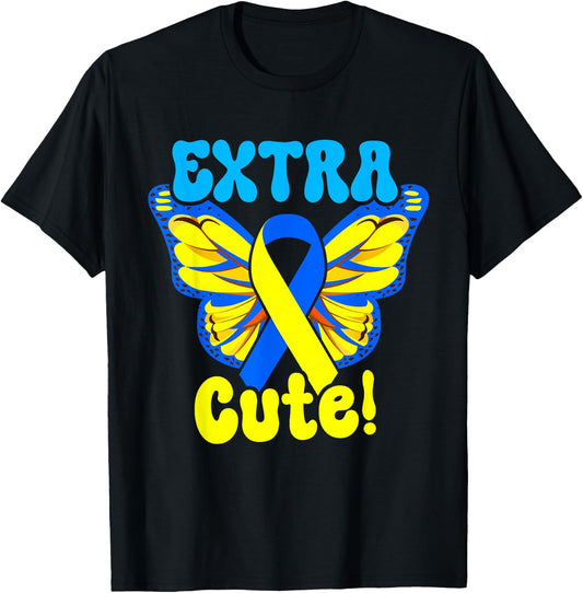 Extra Cute World Down Syndrome Awareness Day March 21 T-Shirt - T-Shirt | Black
