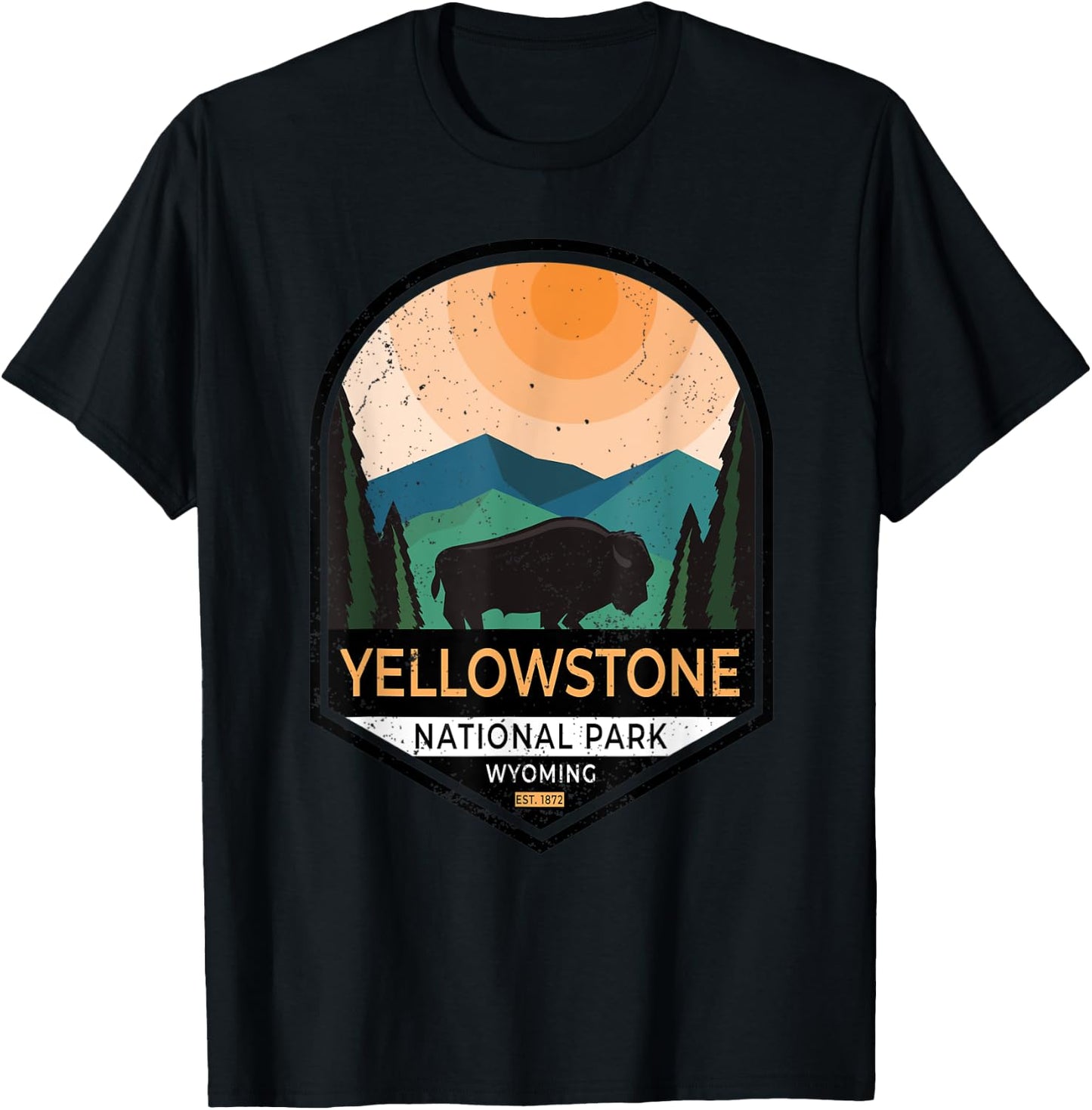 Vintage Yellowstone National Park Retro 80's Graphic T-Shirt - T-Shirt | Black