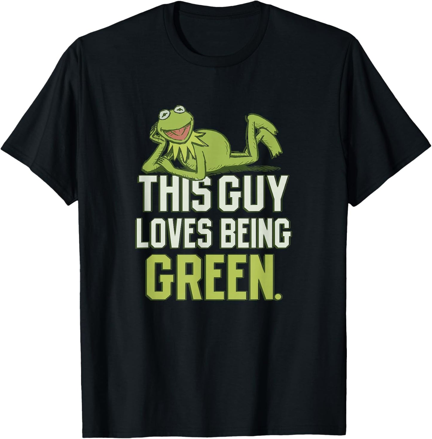Disney The Muppets This Guy Loves Being Green Retro Kermit T-Shirt - T-Shirt | Black