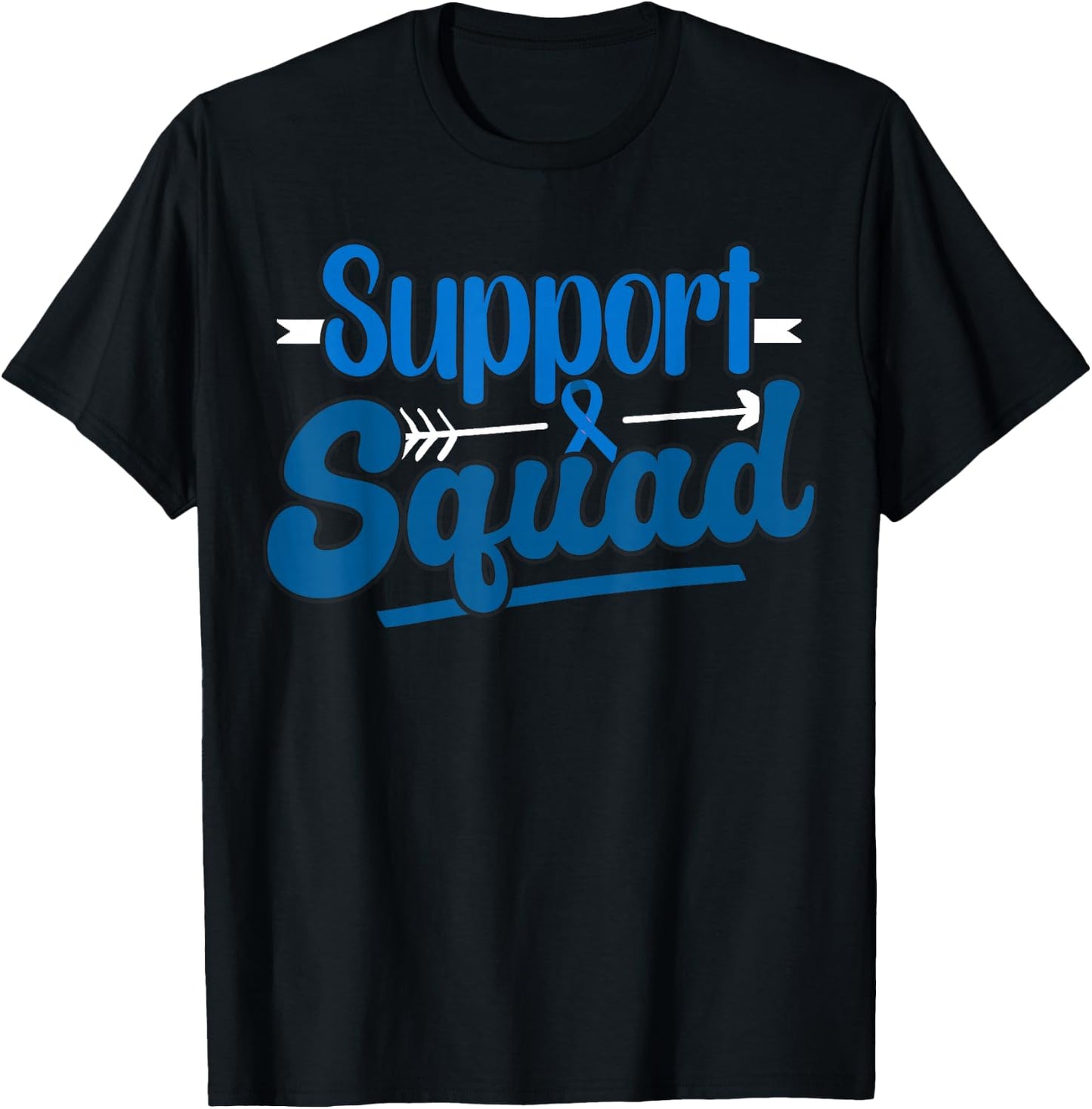 Support Squad Colon Cancer Awareness T-Shirt - T-Shirt | Black