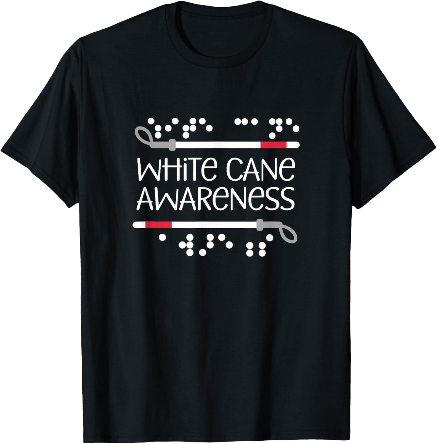 Visual Braille White Cane Awareness Blind Low Vision TVI T-Shirt - T-Shirt | Black