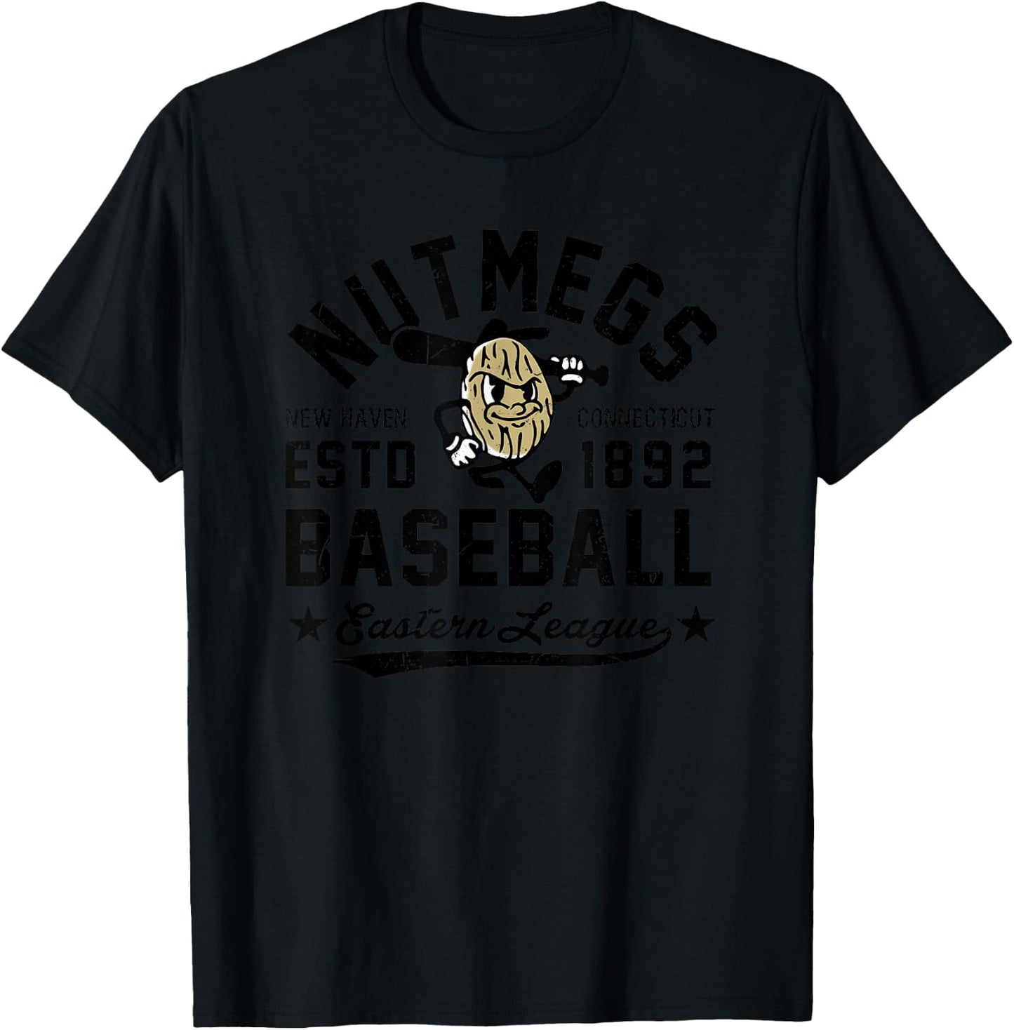 New Haven Nutmegs Connecticut Vintage Defunct Baseball T-Shirt - T-Shirt | Black