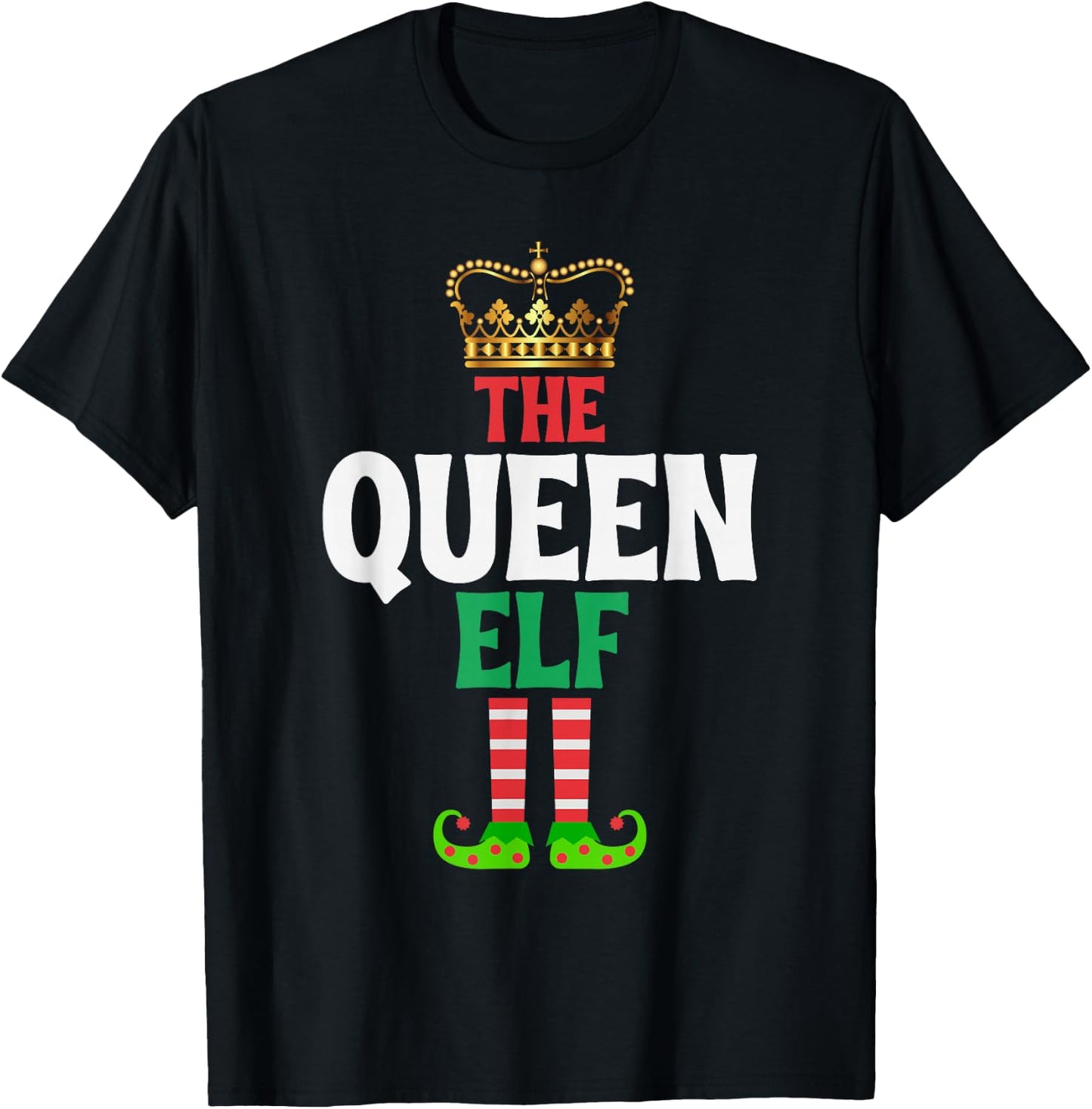 The Queen Elf - Funny Matching Family Group Christmas T-Shirt - T-Shirt | Black