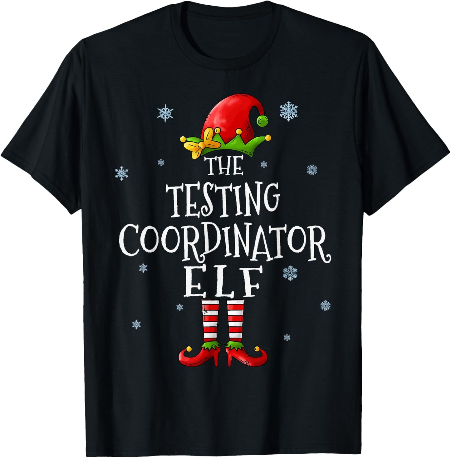 The Testing Coordinator Elf Squad Funny Matching Christmas T-Shirt - T-Shirt | Black