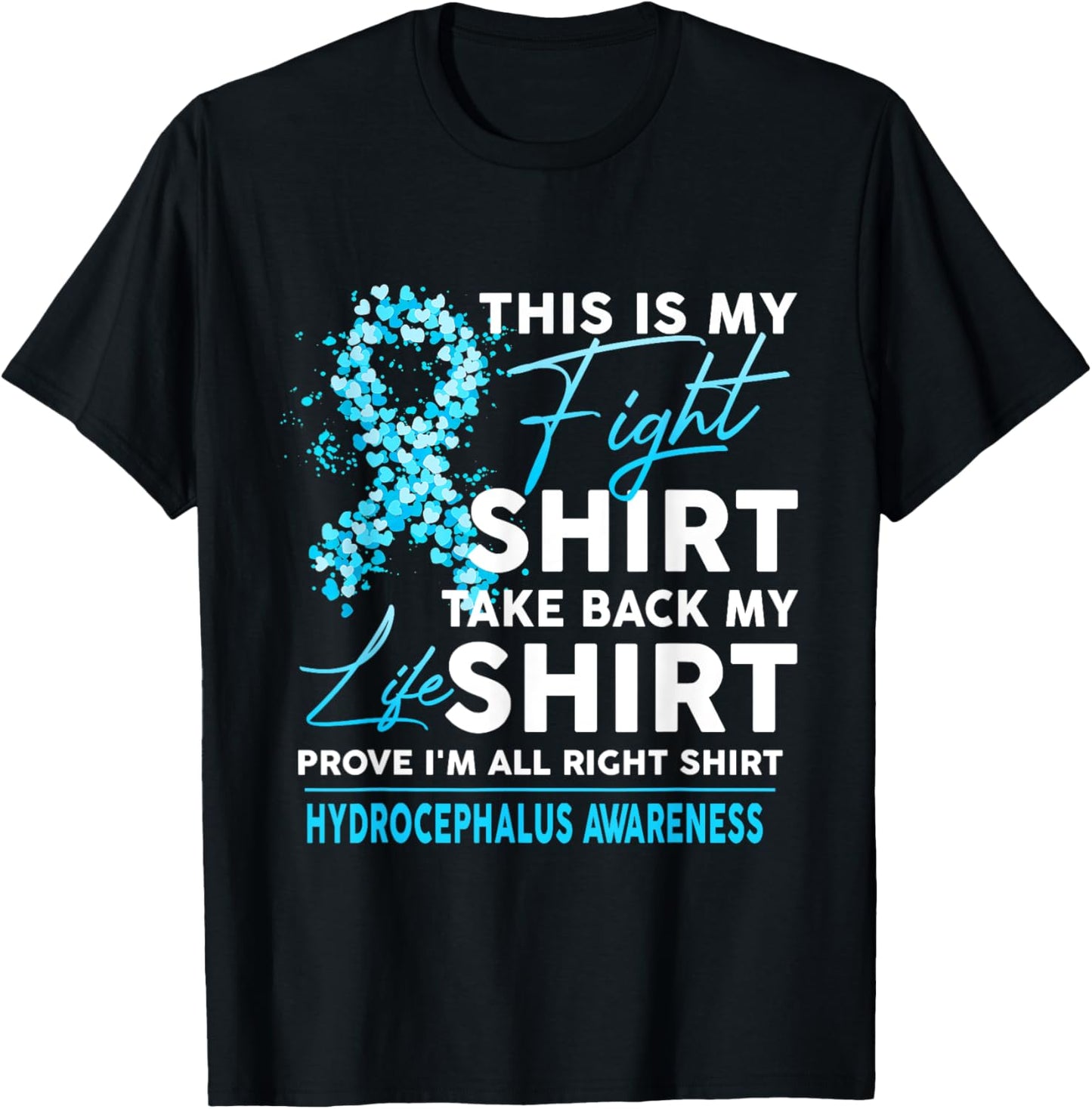 This Is My Fight Hydrocephalus Awareness Blue Ribbon T-Shirt - T-Shirt | Black
