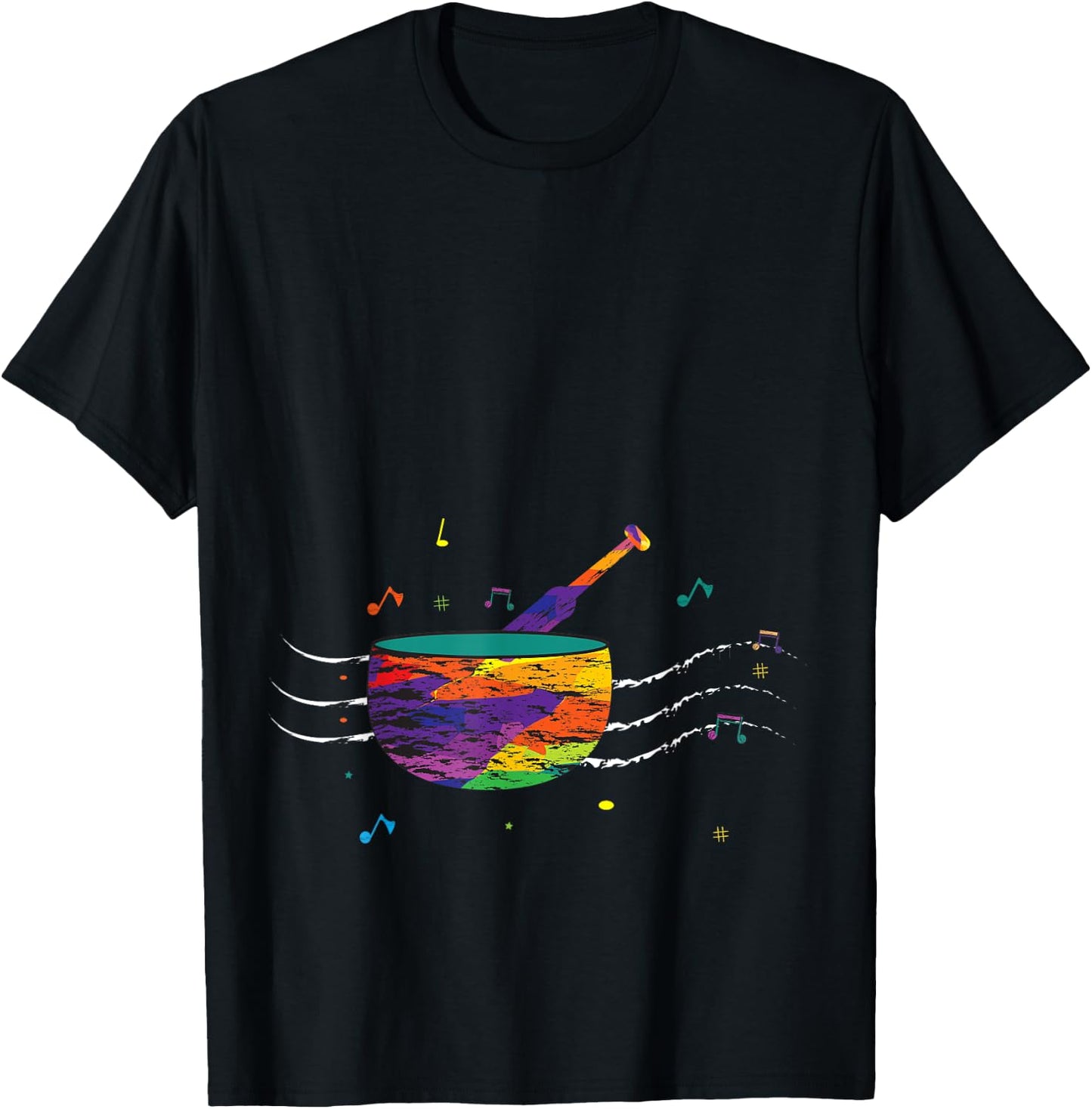 Music Lover, Colorful Singing Bowl, Sound Love, Singing Bowl T-Shirt - T-Shirt | Black