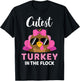 Cutest turkey in the flock girls kids toddler thanksgiving T-Shirt - T-Shirt | Black