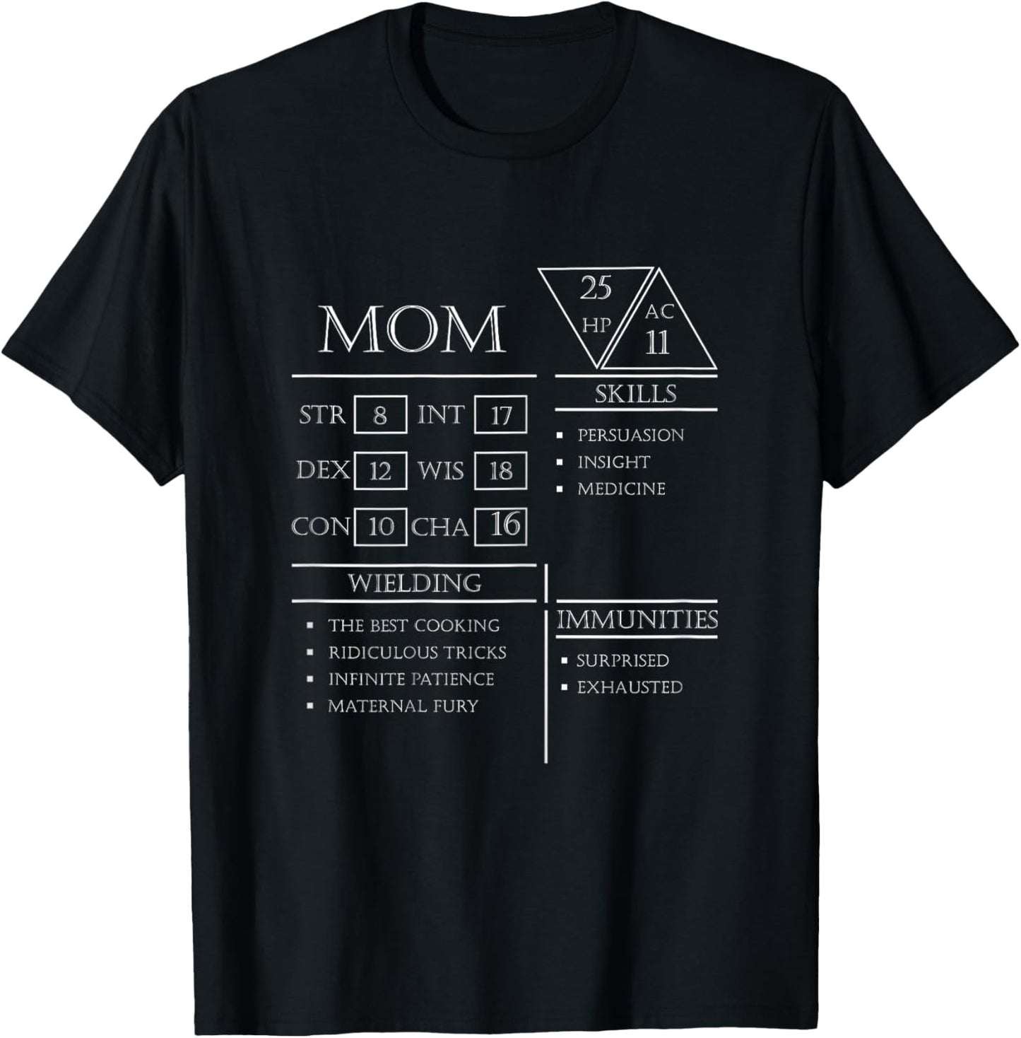 Roleplaying Dice Gamer Dragon Mom Stat Skills Wielding T-Shirt - T-Shirt | Black