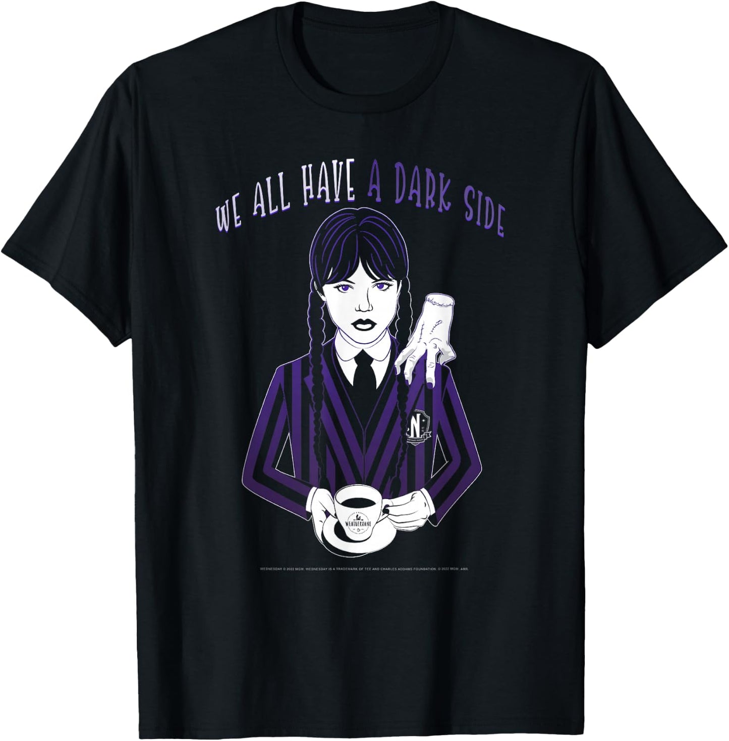 Wednesday and Thing We All Have A Dark Side Quote T-Shirt - T-Shirt | Black