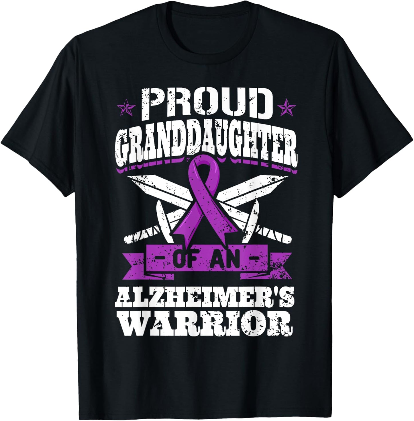 Proud Granddaughter Of An Alzheimer's Warrior Awareness T-Shirt - T-Shirt | Black