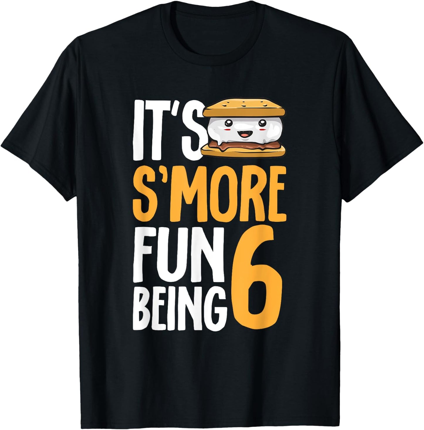 S’more Campfire 6th Birthday Marshmallow Camping Smore T-Shirt - T-Shirt | Black