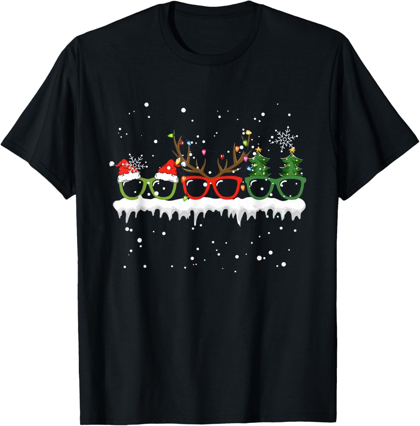 Optometrist Christmas Tree Glasses Costume Santa Optometry T-Shirt - T-Shirt | Black