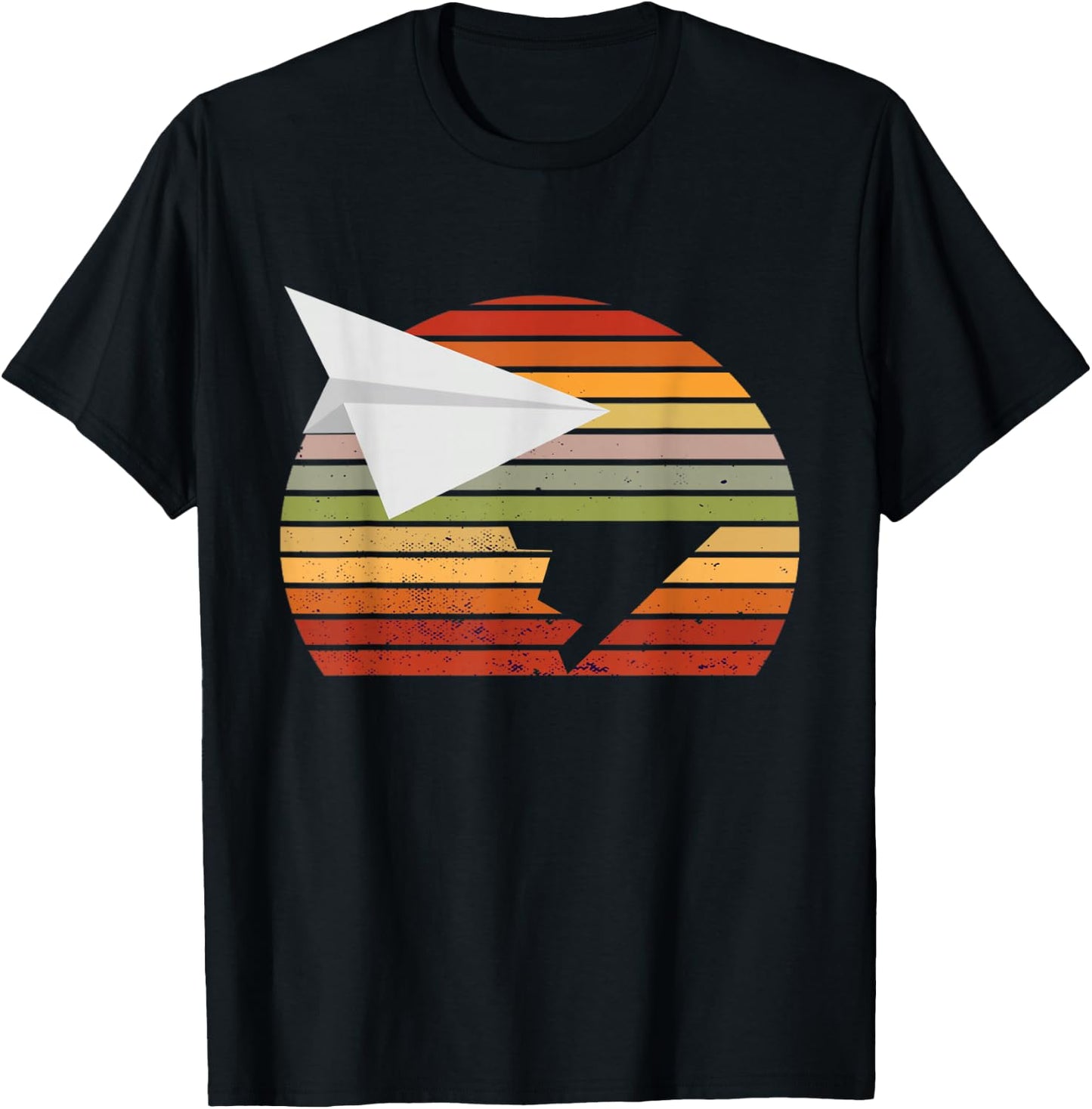 Retro Vintage Paper Airplane Aircraft Paper Plane Aviation T-Shirt - T-Shirt | Black