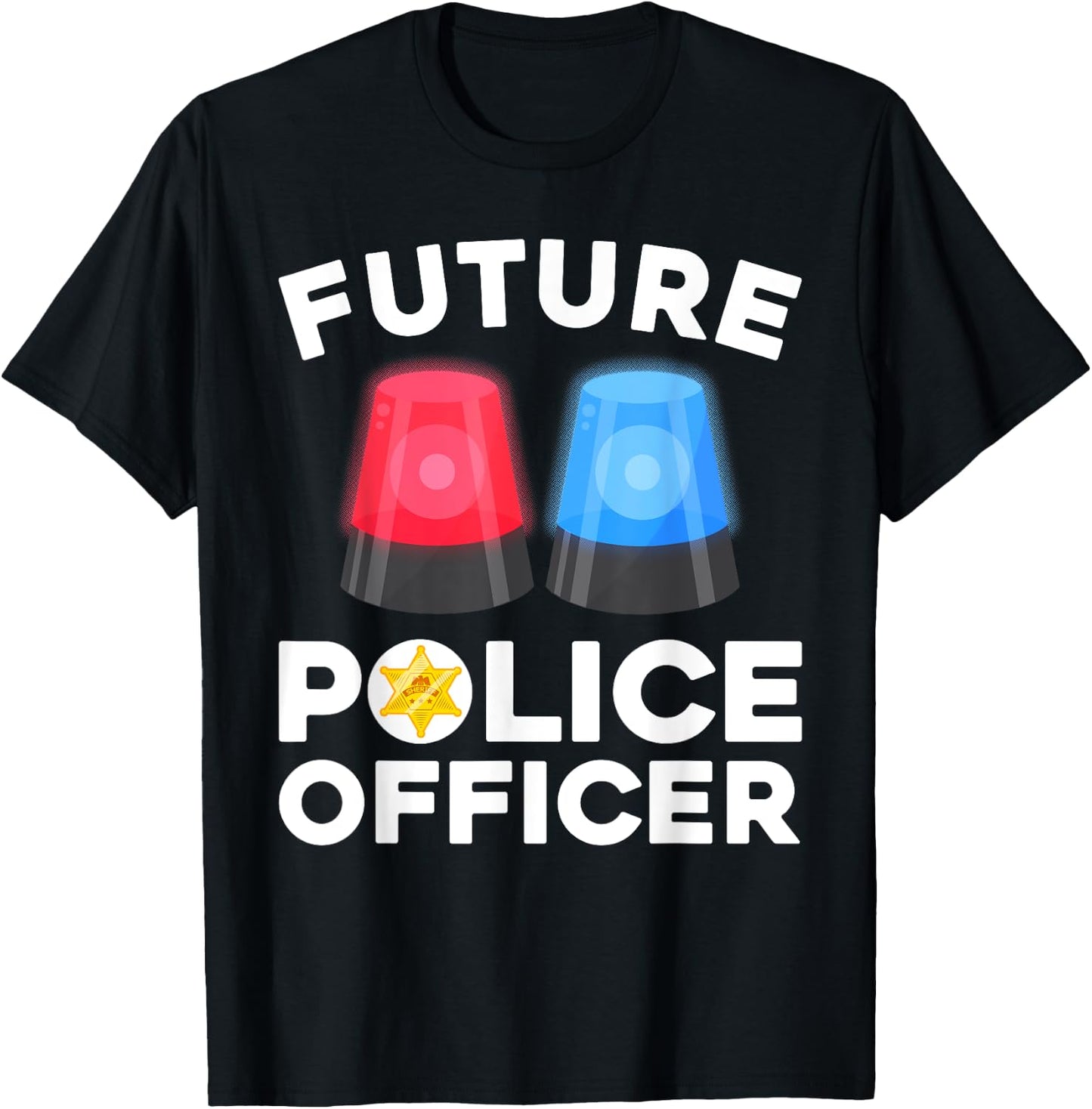 Funny Future Police Officer Design For Kids Boys Girls Cops T-Shirt - T-Shirt | Black