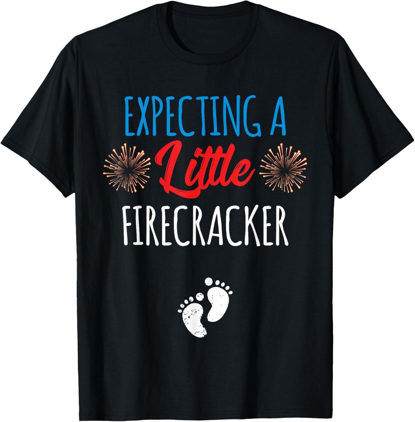 Expecting a Little Firecracker New Mom 4th of July Pregnancy T-Shirt - T-Shirt | Black