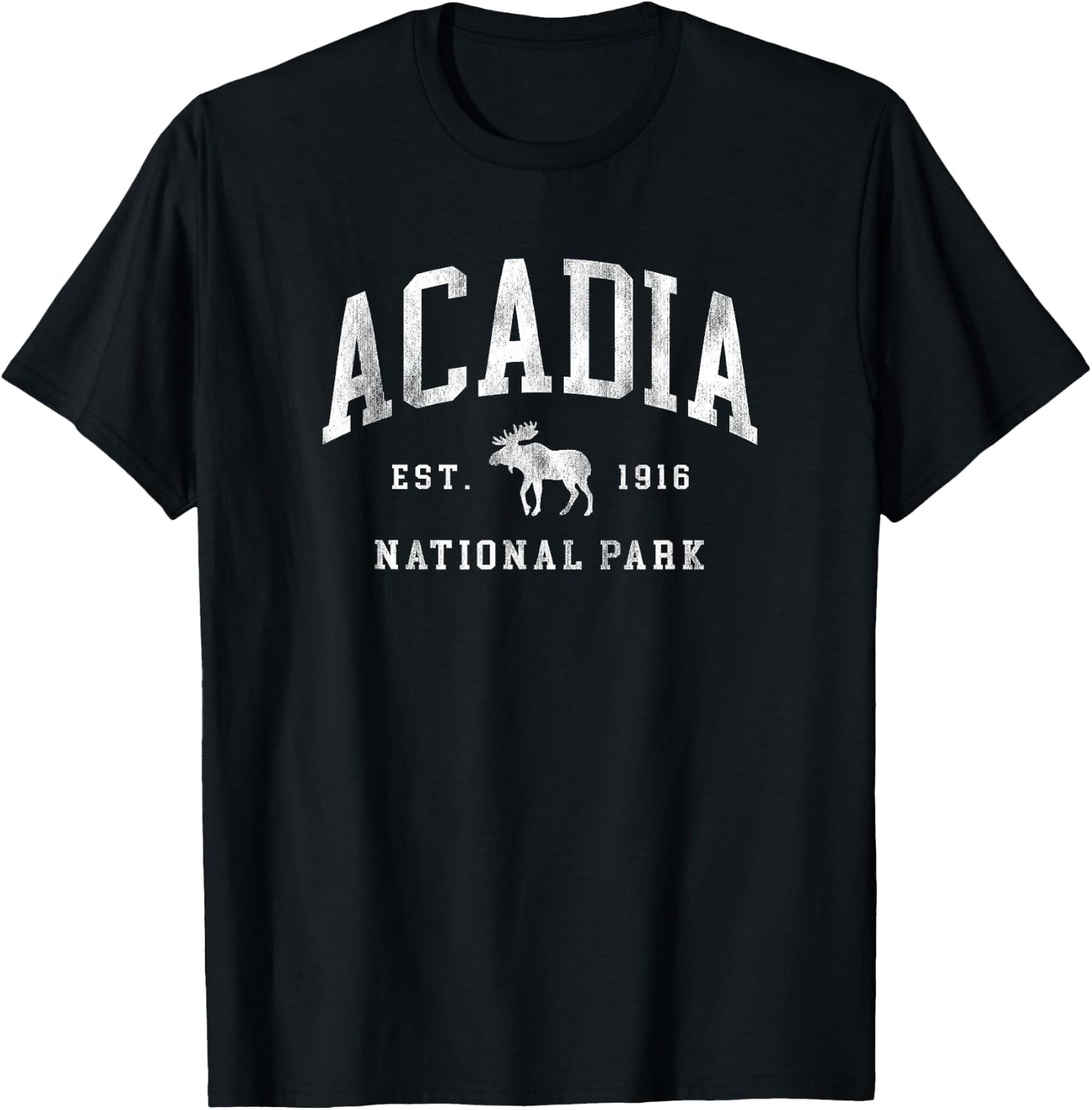 Retro Acadia National Park Maine Est 1916 Hiking T-Shirt - T-Shirt | Black