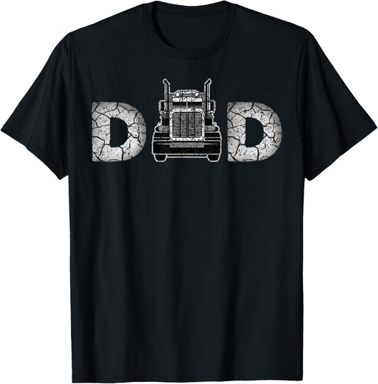 Funny My Dad Is Trucker Family Mom Daddy Papa Lover T-Shirt - T-Shirt | Black